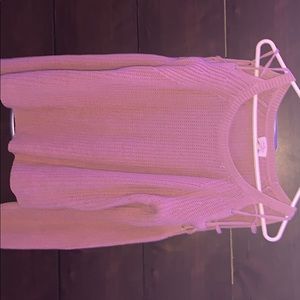Pink braided open sleeve sweater